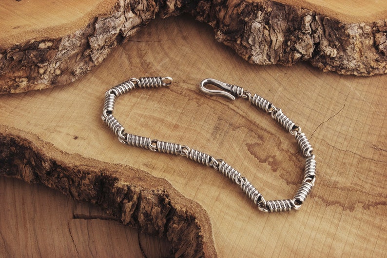 Coil Spring Chain Bracelet 925 Solid Sterling Silver Etsy