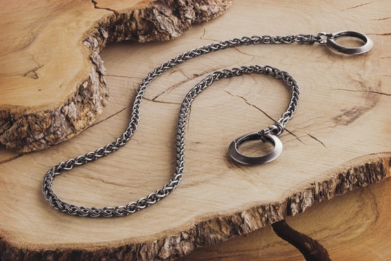 sterling silver chain thin wallet chain Oxidized Wallet or Key Chain, 925 Solid Sterling Silver, Wheat Chain, Gift  for Him and Her, Black Silver Chain New Zealand