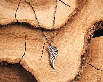 Pendentif en aile d’ange gaufré, collier en argent sterling, charme symbolique, chaîne ou cordon noir