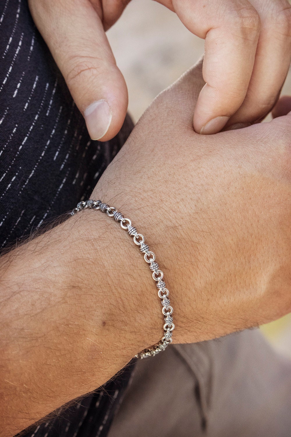 Solid sterling silver acrobat links bracelet – Bijouterie Gonin