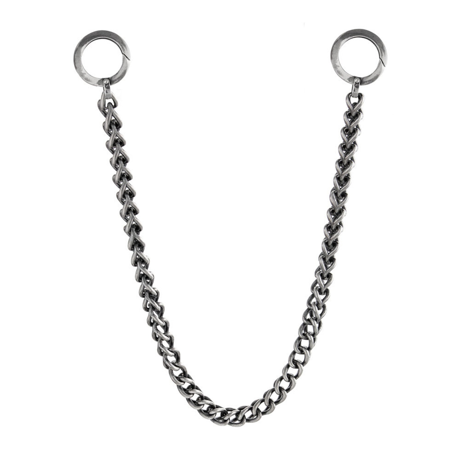 Thick Silver Key Chain Oxidized Woven Links 925 Solid Etsy