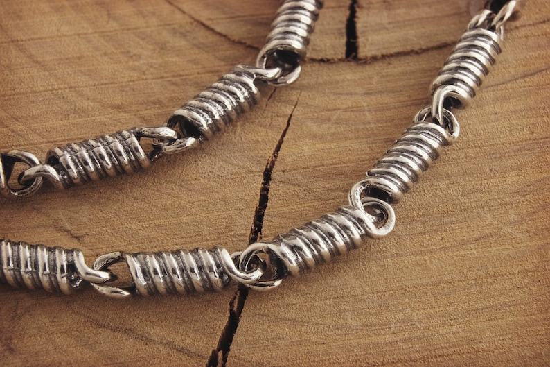 Coil Spring Chain Bracelet 925 Solid Sterling Silver Etsy