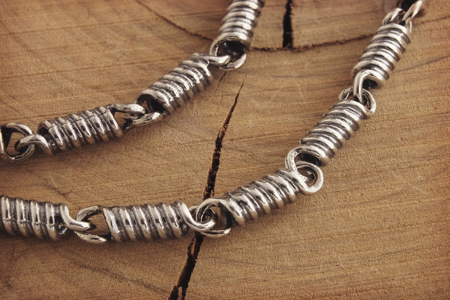 Coil Spring Chain Bracelet, 925 Solid Sterling Silver