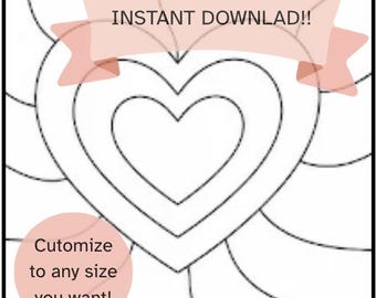 Multi Heart Abstract Kinusaiga Pattern | No-Sew Fabric Art Template (Digital Download)
