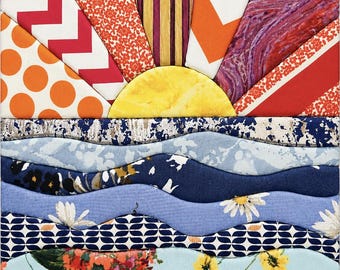 Kinusaiga Kit | Patchwork Sunset Fabric Art Craft | Intermediate No-Sew DIY Project