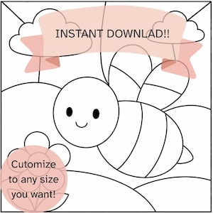 Bee Kinusaiga Pattern | No-Sew Fabric Art Template (Digital Download)