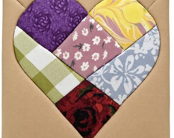 Kinusaiga Kit | Patchwork Heart Fabric Art Craft | Beginner No-Sew DIY Project