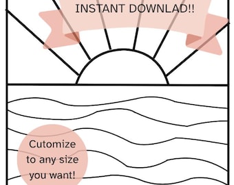 Ocean Sunset Kinusaiga Pattern PDF | No-Sew Fabric Art Template (Digital Download)