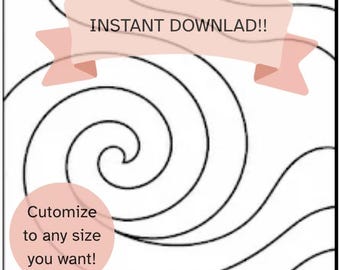 Circle Waves Abstract Kinusaiga Pattern | No-Sew Fabric Art Template (Digital Download)