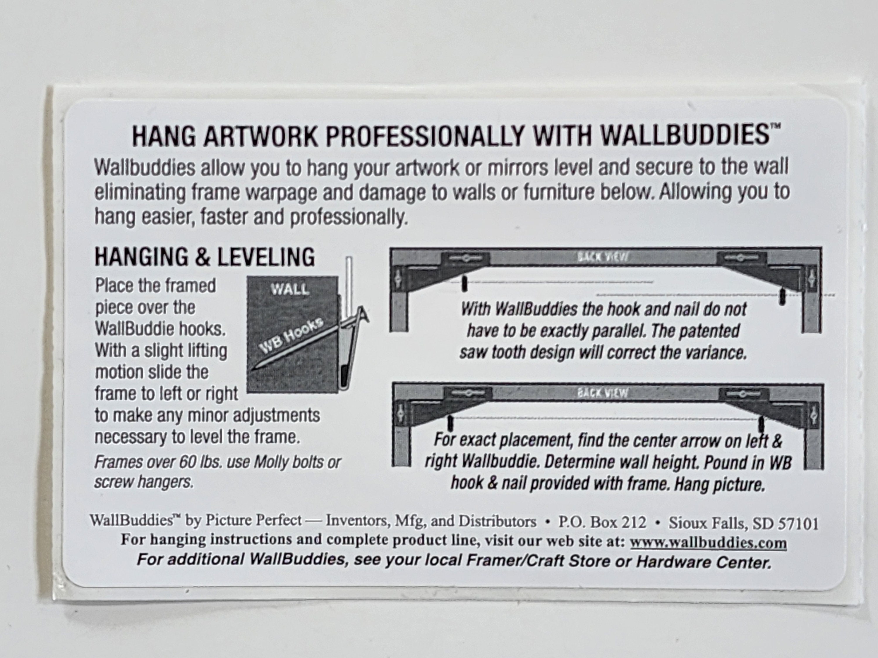 Wallbuddies™, Wall Buddies, Wood Picture Frame Hanging System, Self