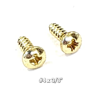Small Brass Plated Screws, #4x3/8", Qty: 100