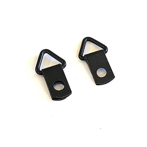 Triangle D Ring Mini Strap Hanger, 1 Hole, Anodized Black, Picture Framing Hardware, Crafts, Photos, Canvas. Free Shipping