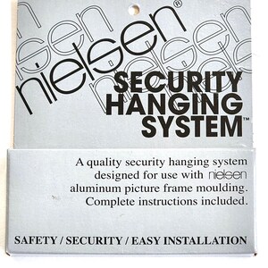 Security Hanger for Nielsen® Brand Metal Picture Frames, Spring Lock Set w/Release Key.  1 Box.