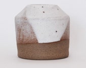 Ceramic vase bottle, Part glazed pottery vase, ikebana pot, Japandi stoneware pot, Artisan made ceramic bottle, Simple pottery vase