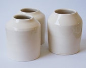 Small white pottery vase, Clay bottle, Handmade bottle, White ink pot, ceramic pen pot, brush holder, ikebana pot