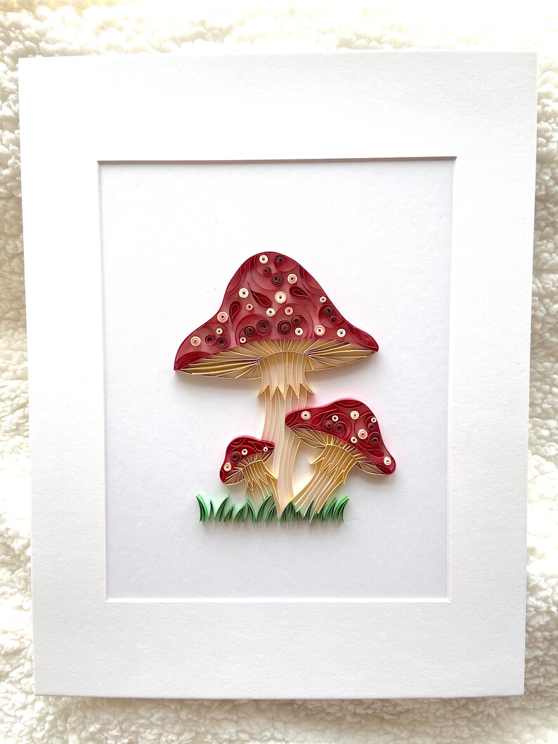 Framed Quilling Mushroom GardenGift Quilling Etsy