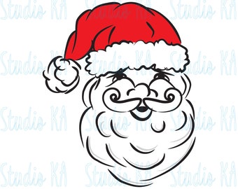 Retro Santa Svg, Santa Claus Svg file, Santa clipart, Santa face Svg file for cricut, Silhouette cameo, Christmas Santa Svg