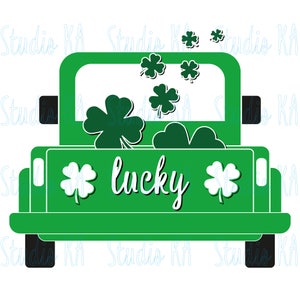 Saint Patrick's day truck Svg, Truck with shamrock Svg, Saint Patrick Svg, Green truck Svg, Truck clipart svg, St Patrick's day Cutting File