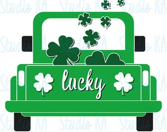 Saint Patrick's day truck Svg, Truck with shamrock Svg, Saint Patrick Svg, Green truck Svg, Truck clipart svg, St Patrick's day Cutting File