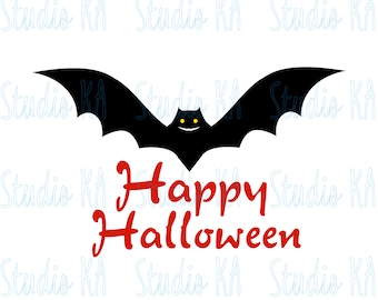 Happy Halloween and bat Svg file