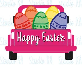 Easter truck with eggs Svg file, Easter truck Cutting File Svg, Easter instant download, Easter girl svg, Easter kids svg, Easter egg Svg