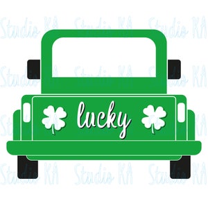 St patricks day Svg, St patricks day truck Svg, Truck with shamrock Svg, Clover Svg Silhouette, Lucky Svg, St Patrick's day Cutting File