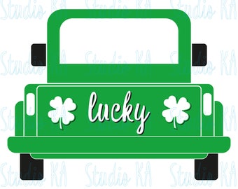 St patricks day Svg, St patricks day truck Svg, Truck with shamrock Svg, Clover Svg Silhouette, Lucky Svg, St Patrick's day Cutting File