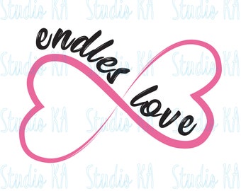 Amor sin fin Svg archivo para el día de San Valentín, Amor infinito Svg, Corazón de amor infinito Svg, Amor día de San Valentín Svg