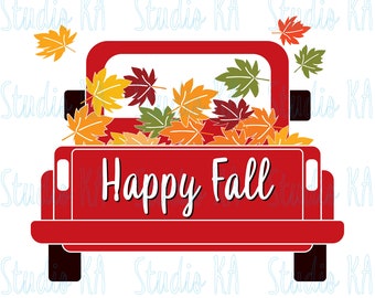 Fall truck Svg, Fall leaves Svg file, Truck with fall leaves clipart, Thanksgiving leaves Svg, Files for Cricut, Svg files for silhouette