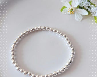 Silver Beaded Bracelet, Silver plated minimalist jewellery
