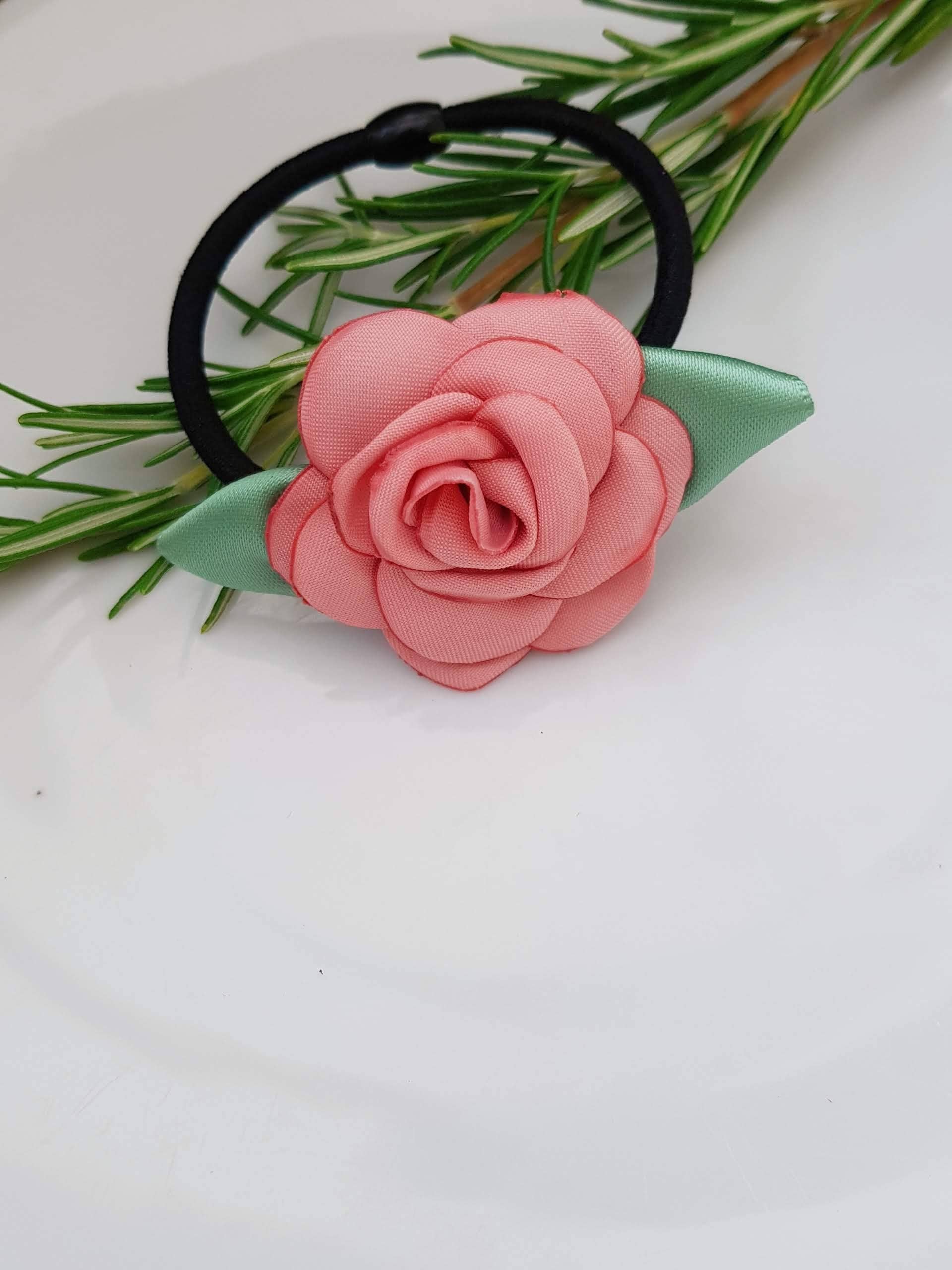 Handmade Camellia Pink Hair Tie - Etsy