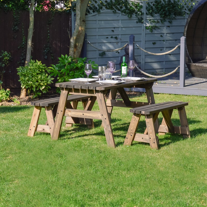 Oakham rounded picnic table and bench set Etsy