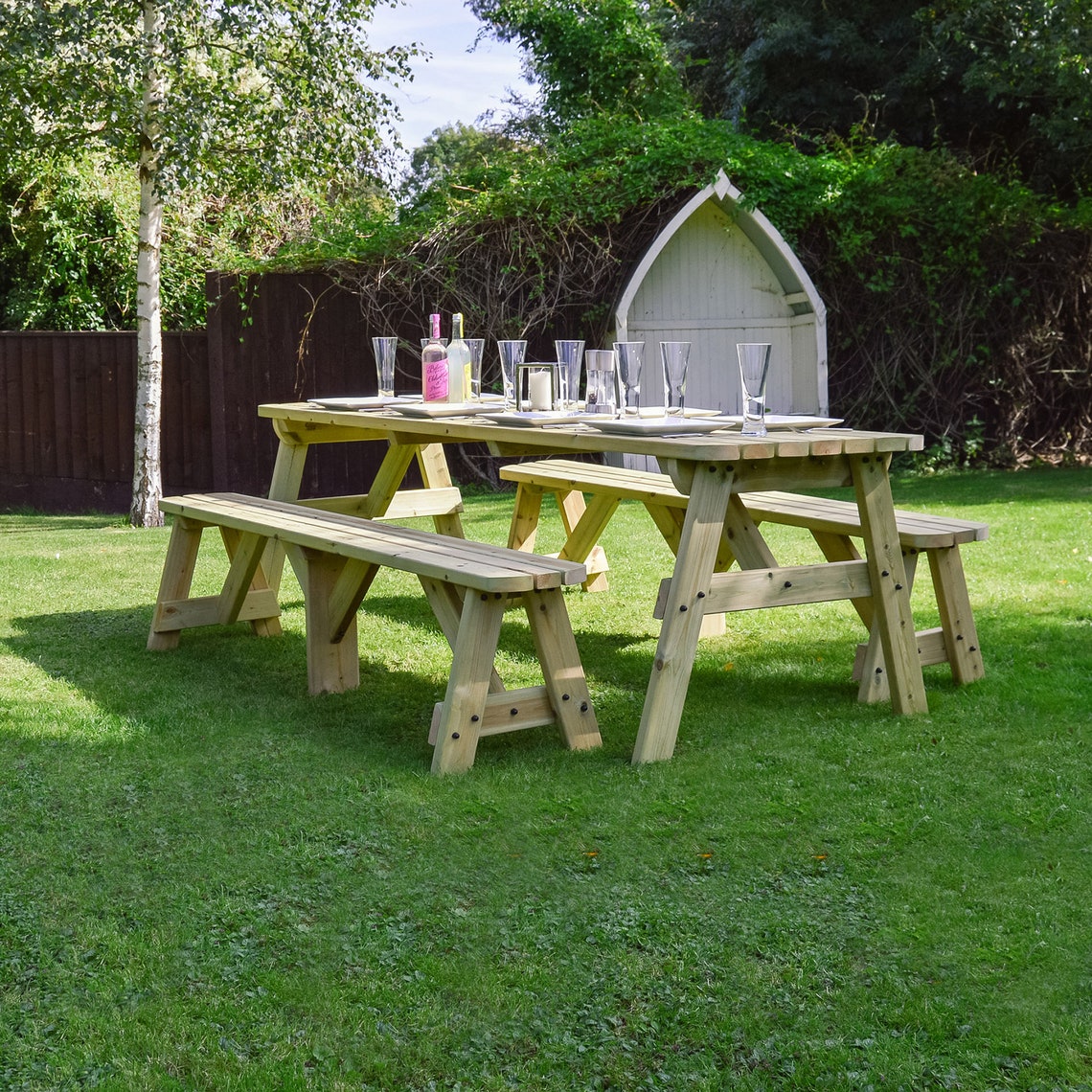 Oakham Rounded Picnic Table and Bench Set Etsy
