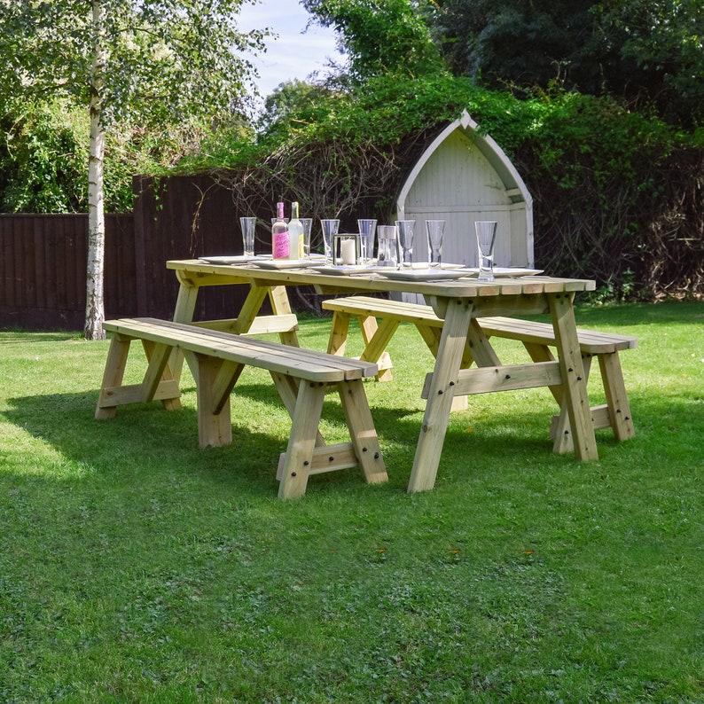 Oakham rounded picnic table and bench set Etsy