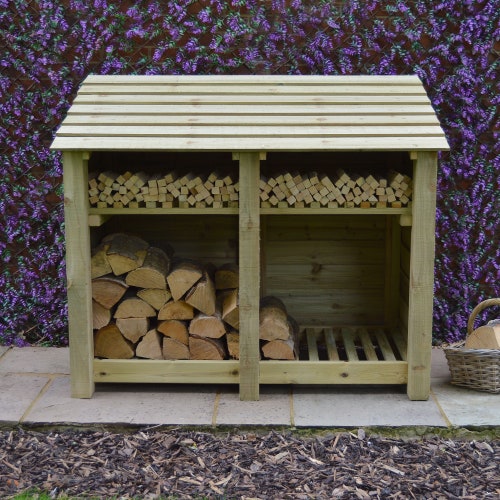 Outdoor Wooden Log Store - 4ft Tall x 5ft Wide - Cottesmore Design