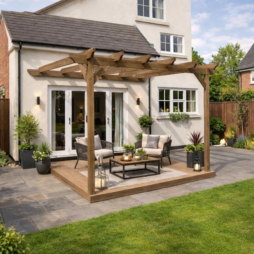 ゆなPELLICO 36サイズ Wooden Garden Gazebo Pergola Decking kit - Wall Mounted Garden
