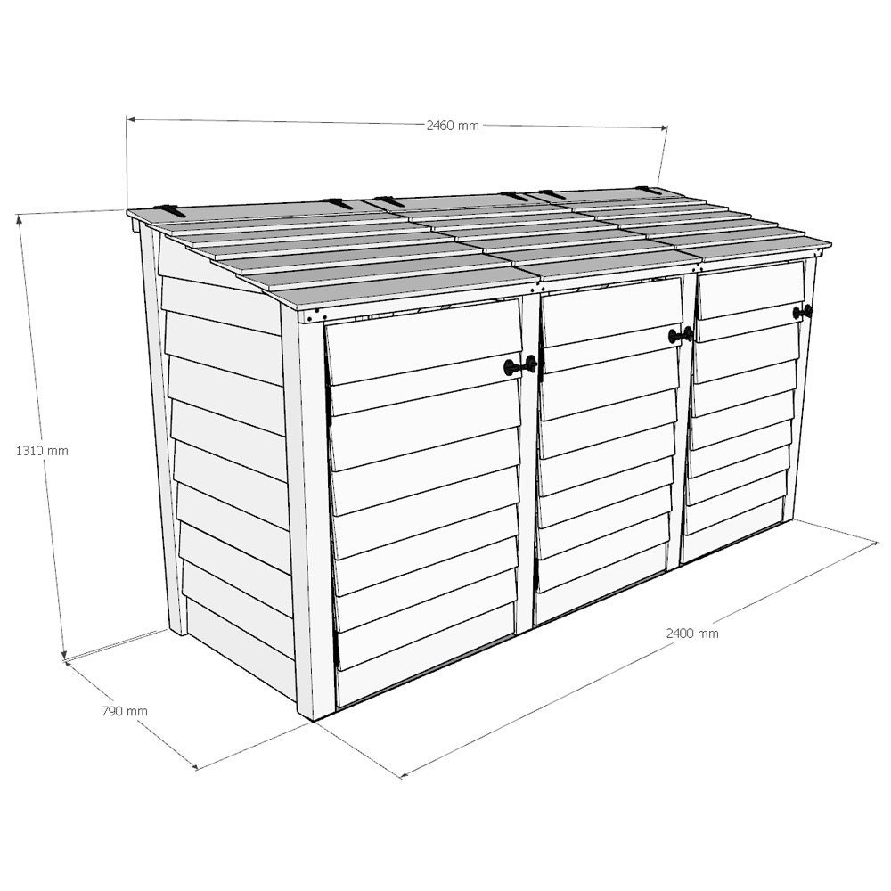 Outdoor Wheelie Bin Storage Triple Etsy UK