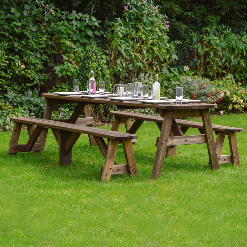 Oakham rounded picnic table and bench set Etsy