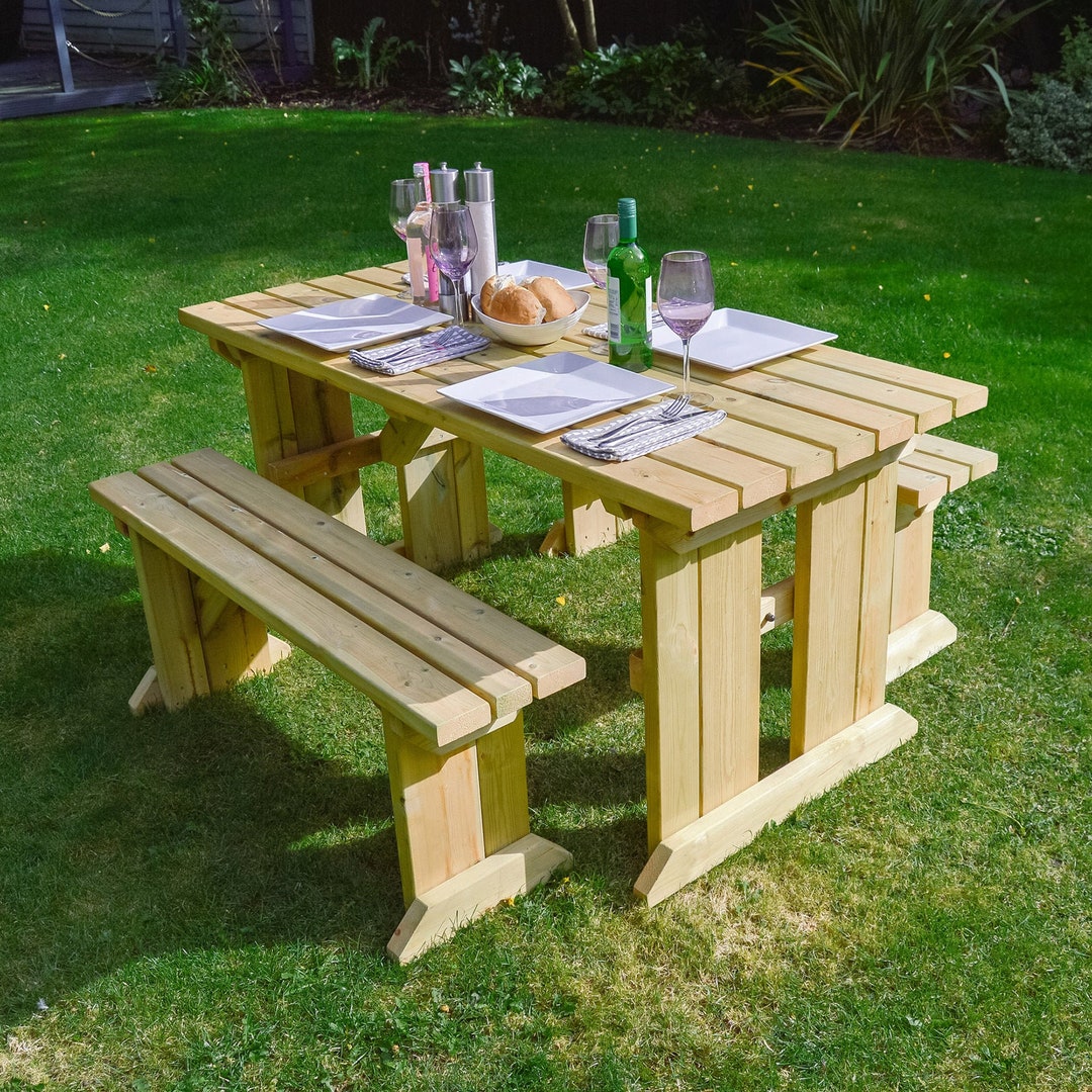 Wooden Garden Picnic Table Bench Set - Tinwell Picnic Table & Bench Set ...
