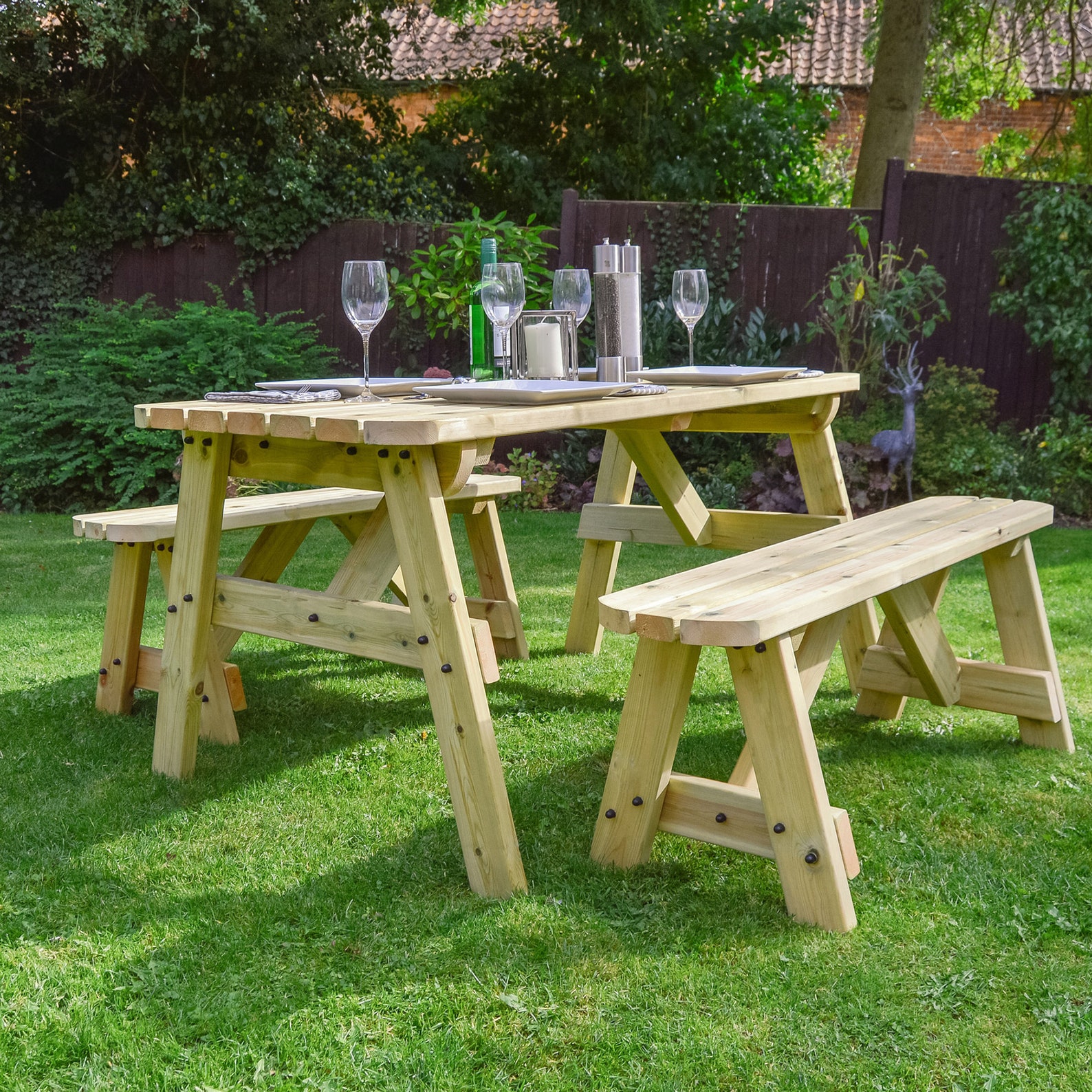 Oakham Rounded Picnic Table and Bench Set Etsy