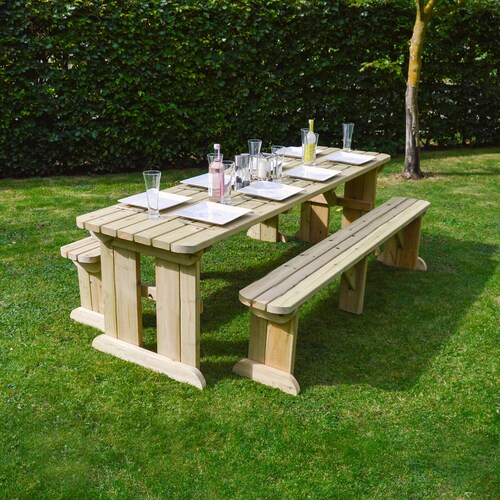 Wooden Picnic Table and Bench Set With Backrest Victoria Etsy UK