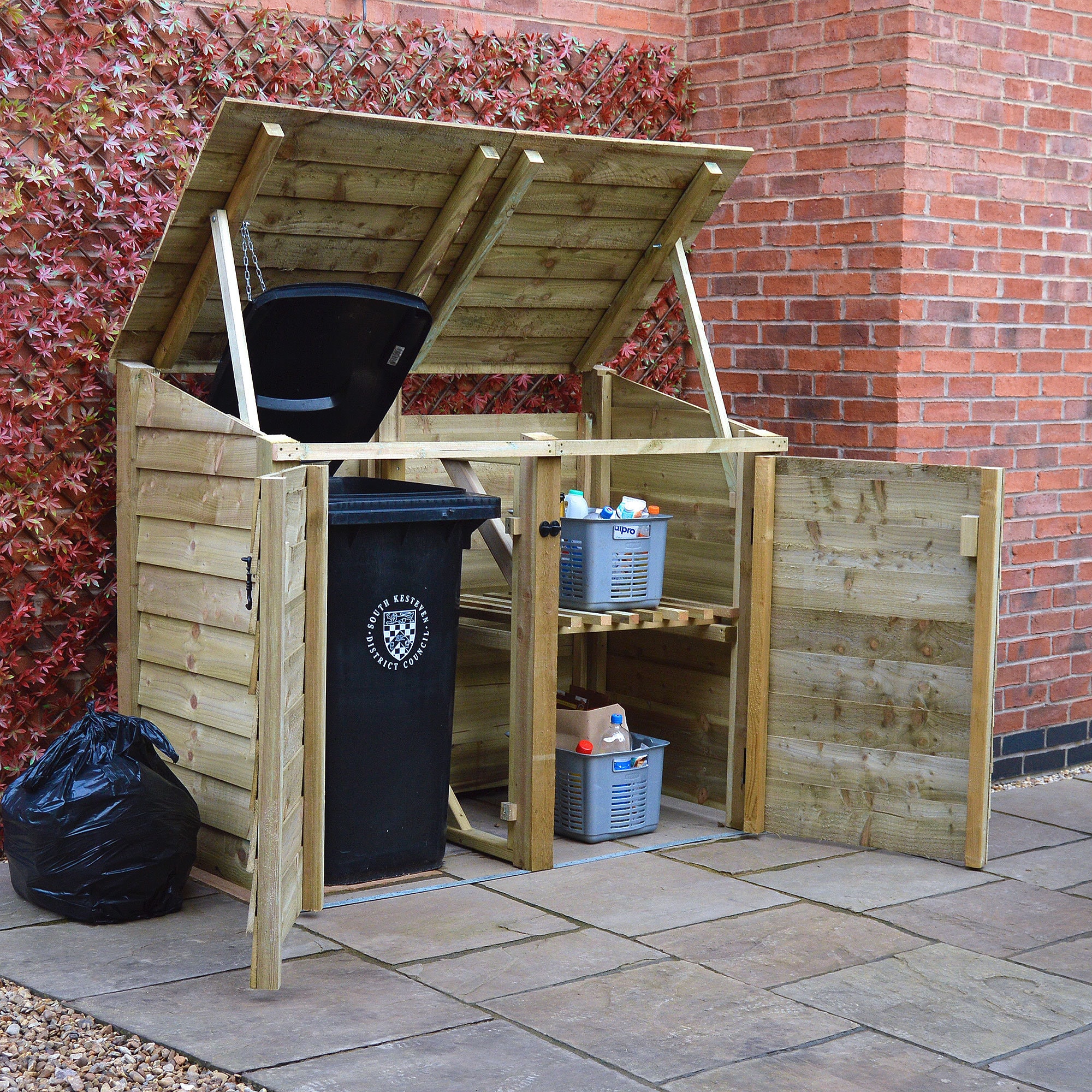 Outdoor Wheelie Bin Recycling Storage Morcott Double Bay Recycling Wheelie Bin Combination Store