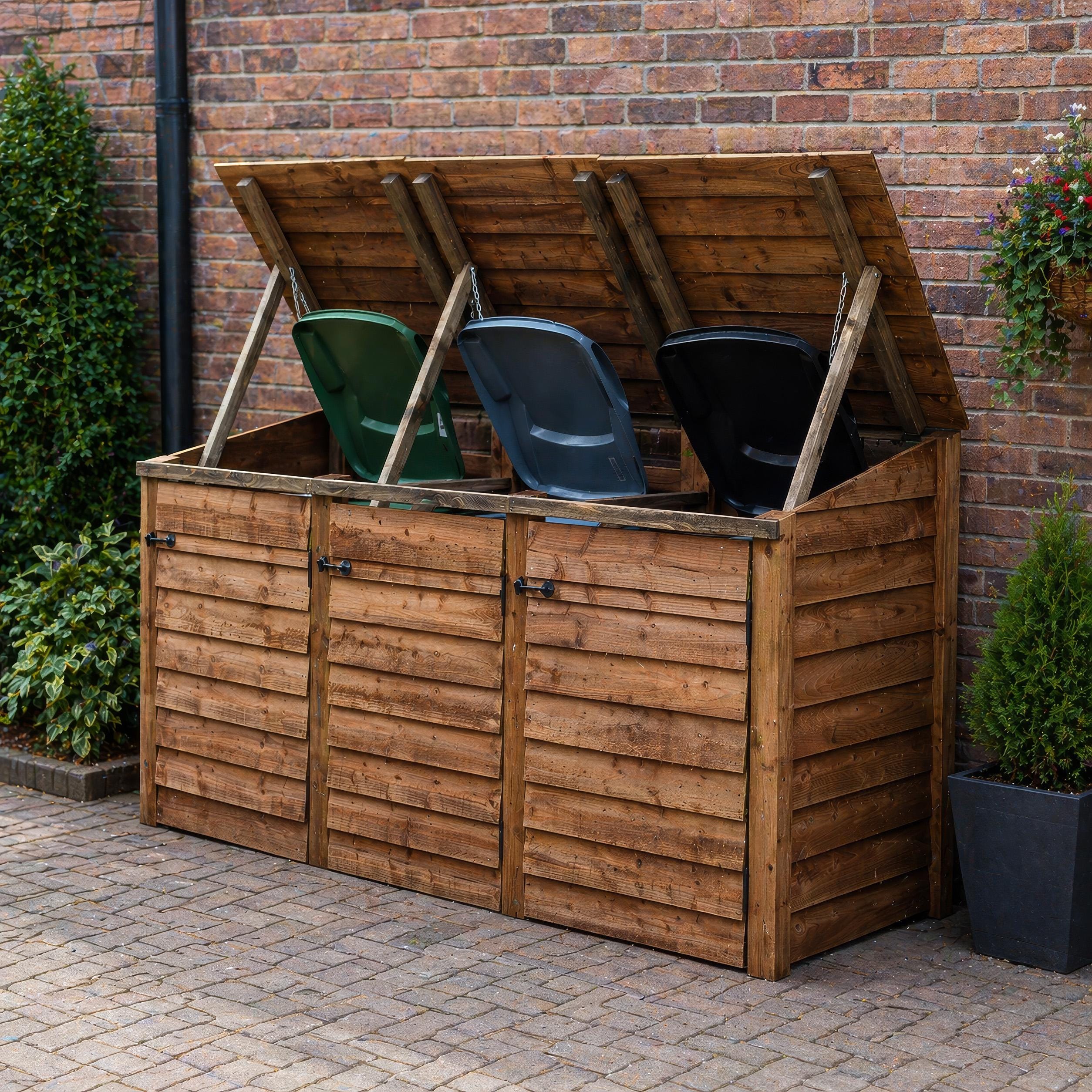 Morcott Triple Bay Wheelie Bin Storage: Outdoor Hideaway Unit - Etsy