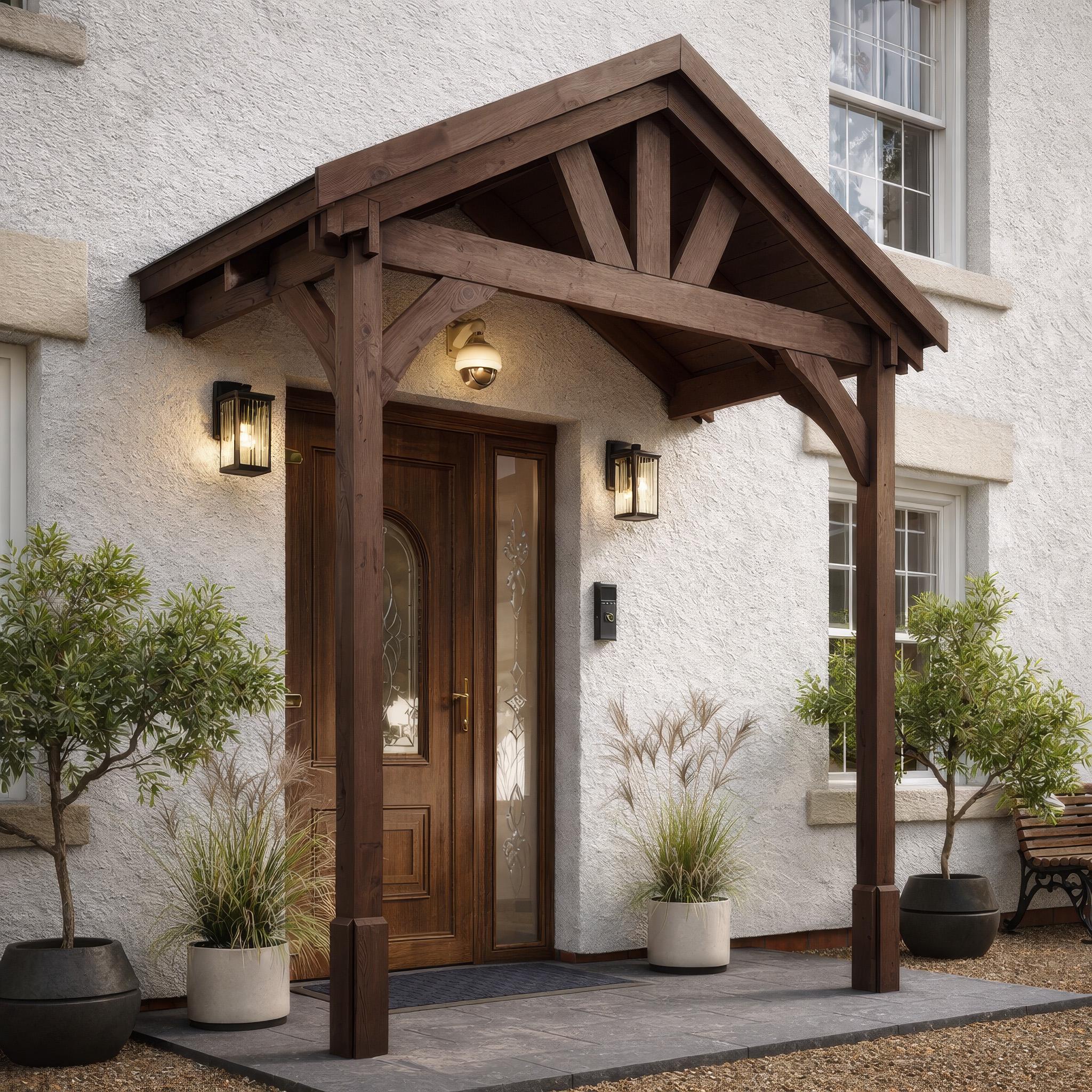 Apex Timber Door Canopy Wooden Porch Door Frame - 2 Post - 2.4m