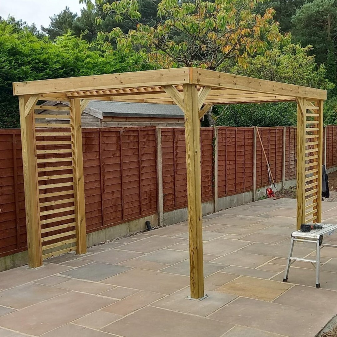 Wooden Garden Pergola Outdoor Gazebo - 2.4m Width - Panel Pergola ...