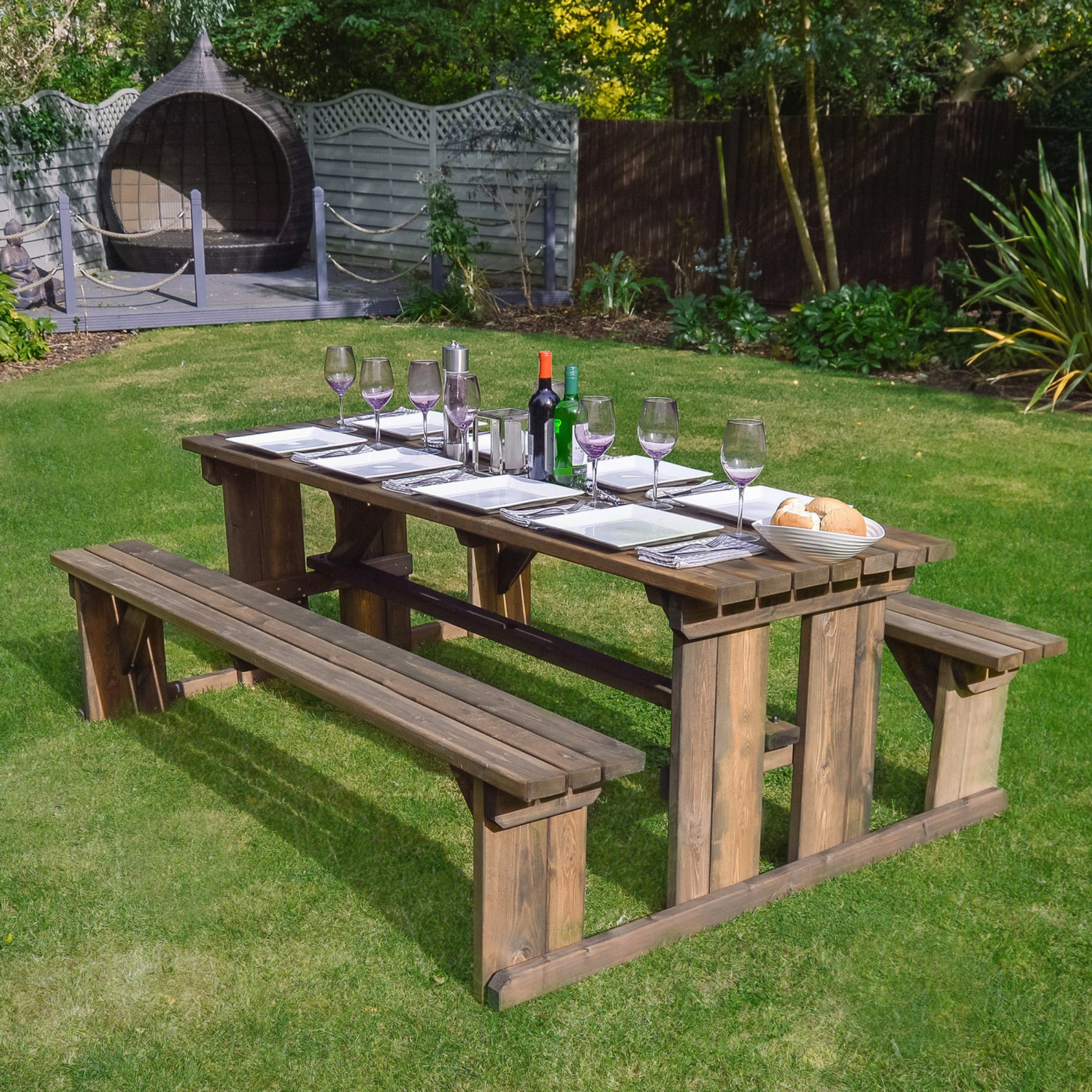 Wooden Garden Picnic Table Bench Set Tinwell Picnic Bench - Etsy UK