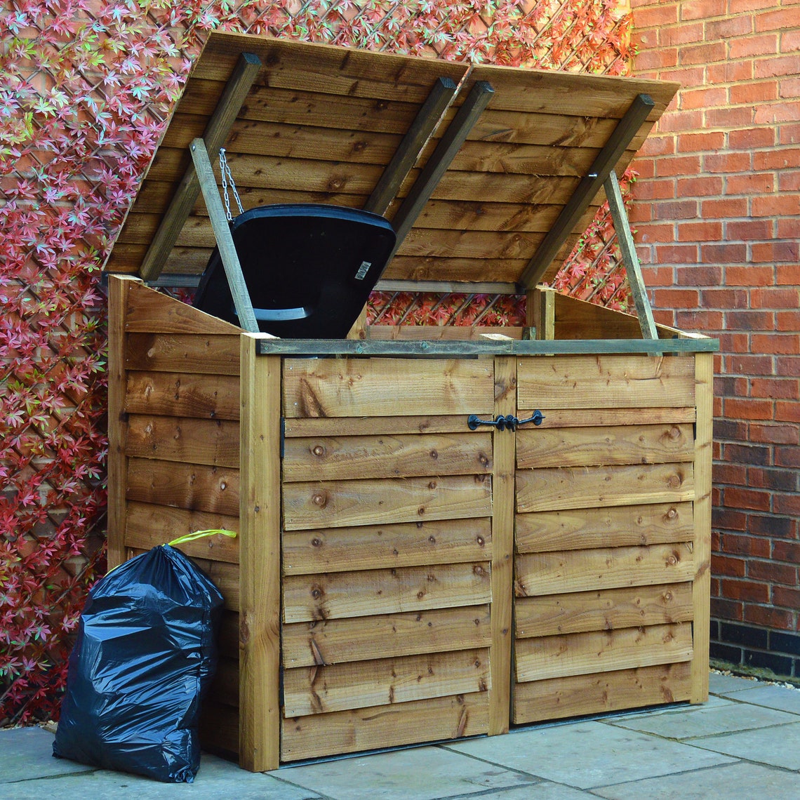 Outdoor Wheelie Bin Recycling Storage Double Bay Combination Etsy
