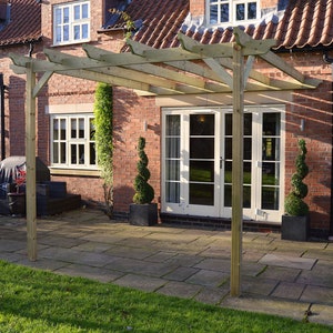 Wooden Garden Gazebo Pergola Kit - 3.6m Width - Wall Mounted Garden Design