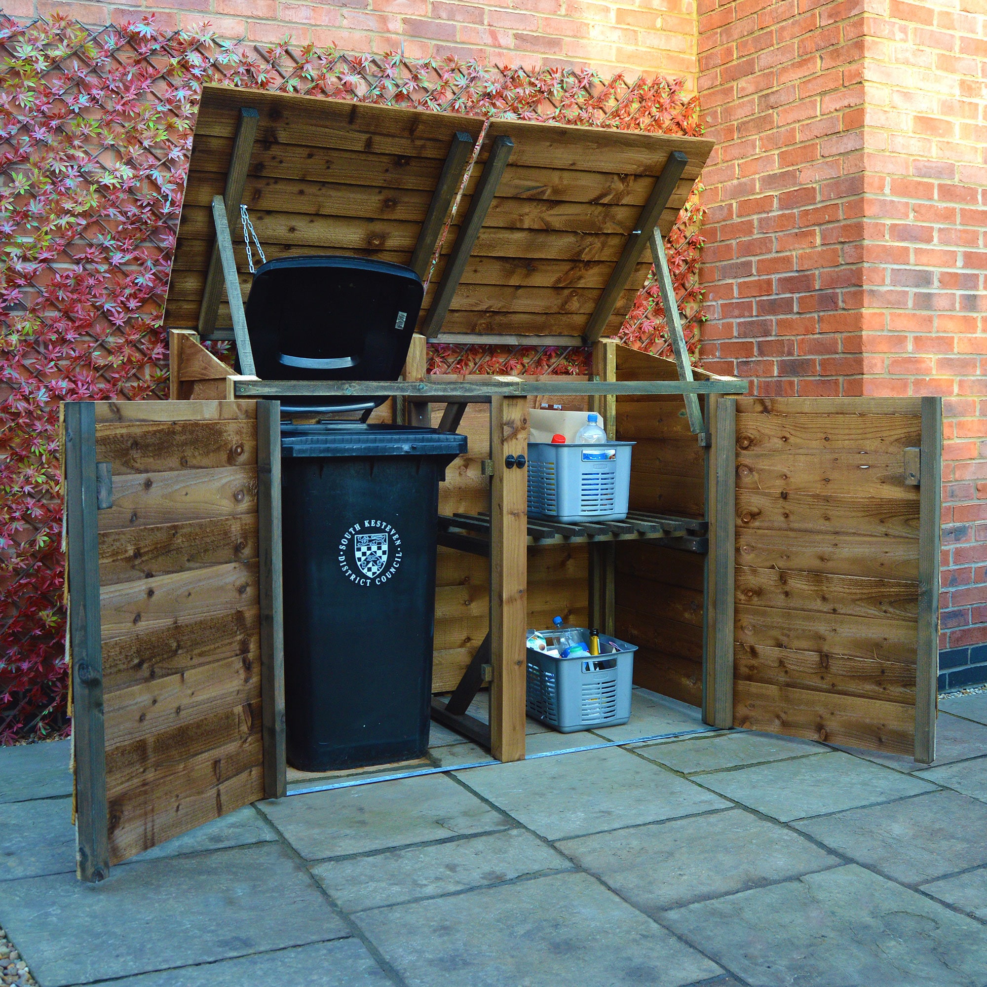 Outdoor Wheelie Bin Recycling Storage Morcott Double Bay Recycling