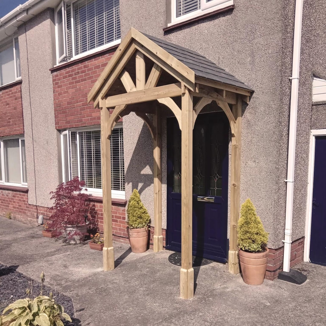 Apex Timber Door Canopy Wooden Porch Door Frame - 4 Post - 1.8m